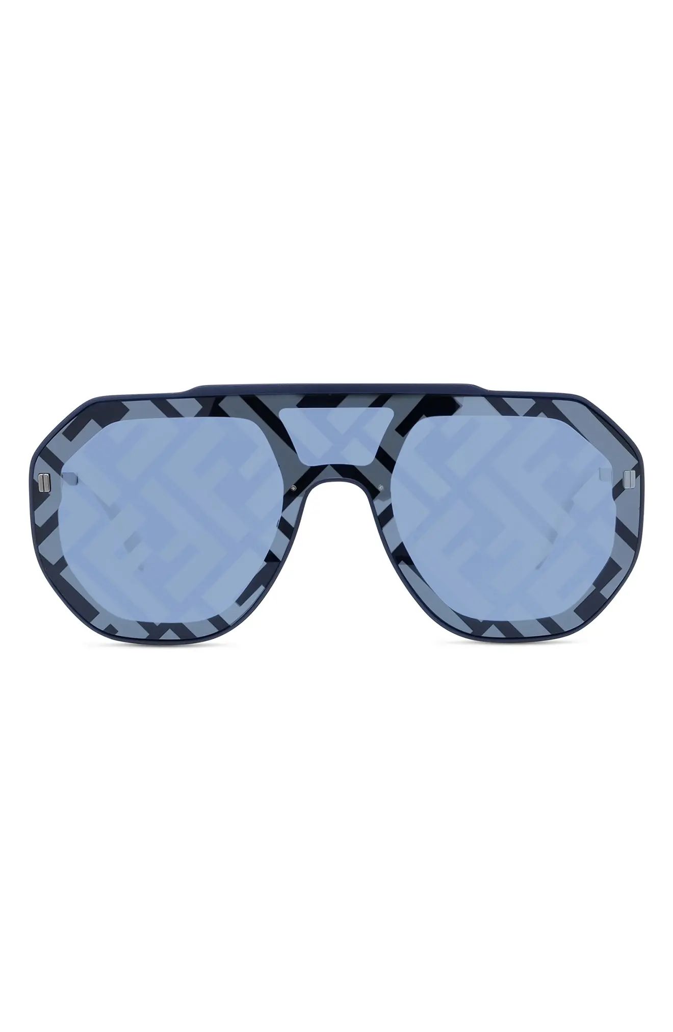 Fendi Evolution Aviator Sunglasses in Matte Dark Ruth /Blu Mirror at Nordstrom | Nordstrom