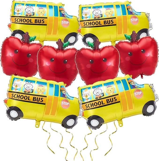 8 Pieces School Bus Foil Balloon Car Balloons and Red Fruit Balloons Party Decoration Large Size ... | Amazon (US)