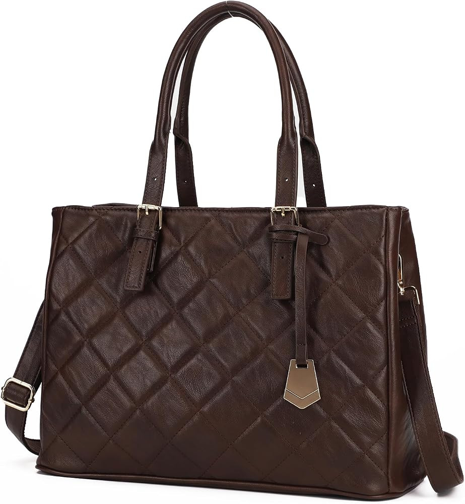 Quilted Tote Bag for Women Top Handle Handbag Large PU Leather Purse Adjustable Shoulder Bag Stra... | Amazon (US)