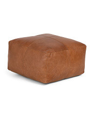 22x22 Batton Leather Pouf | Marshalls