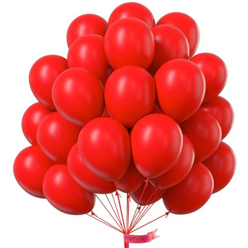 PartyWoo Red Balloons 50pcs 12 Inch Red Helium Balloons for Birthday Graduation Bachelorette Citizenship Firefighter Strawberry Anniversary Cherry Casino Movie Theme Party Decorations Red-Y57 | Amazon (US)