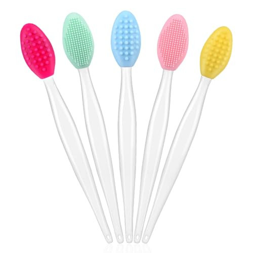 5Pcs Lip Scrubber Exfoliator,Pore Scrub Brush for Face,Nose Scrubber,Silicone Lip Pore Cleansing Brush for Exfoliating, Massageing, Blackheads Removal, Color Skin Care, DIY Masks | Amazon (US)