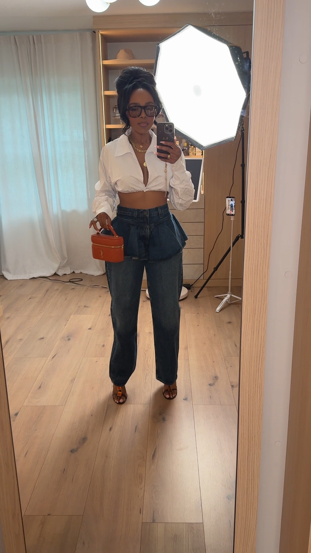 Scroll to shop this statement denim look featuring a cropped button-down styled with structured peplum jeans for a bold, fashion-forward silhouette. Unique pieces like this instantly elevate your outfit while still being versatile enough to restyle, making them a smart buy where the cost per wear keeps dropping.

Perfect for brunch, date nights, girls night out, fashion events, or when you want to stand out.

5'4" | 138 lbs | 34D bust | 27" waist | 40" hips

Follow me on Instagram and YouTube @kirasfashionfinds