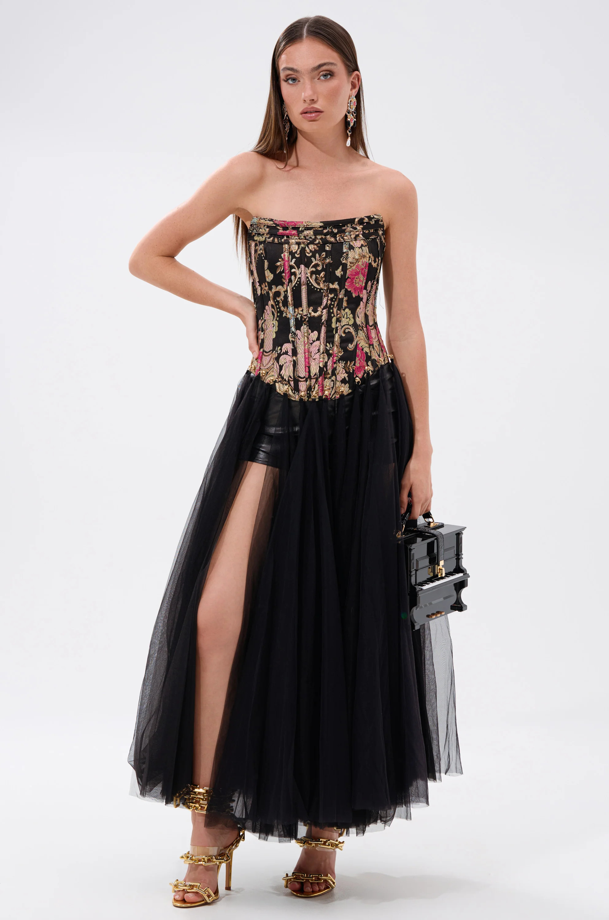 ROYAL TULLE TRIM CORSET TOP | AKIRA