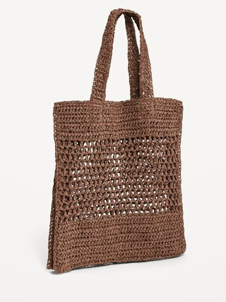 Straw-Paper Crochet Tote Bag for Women | Old Navy (US)