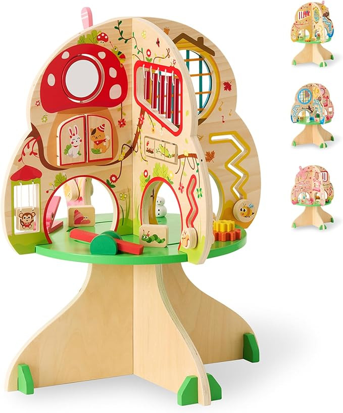 Monläurd® Wooden Tree Activity Center, Activity Center for Baby, Sensory Table for Toddlers 1-3... | Amazon (US)