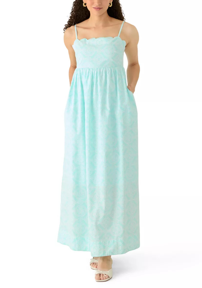 Petite Sleeveless Scallop Maxi Dress | Belk