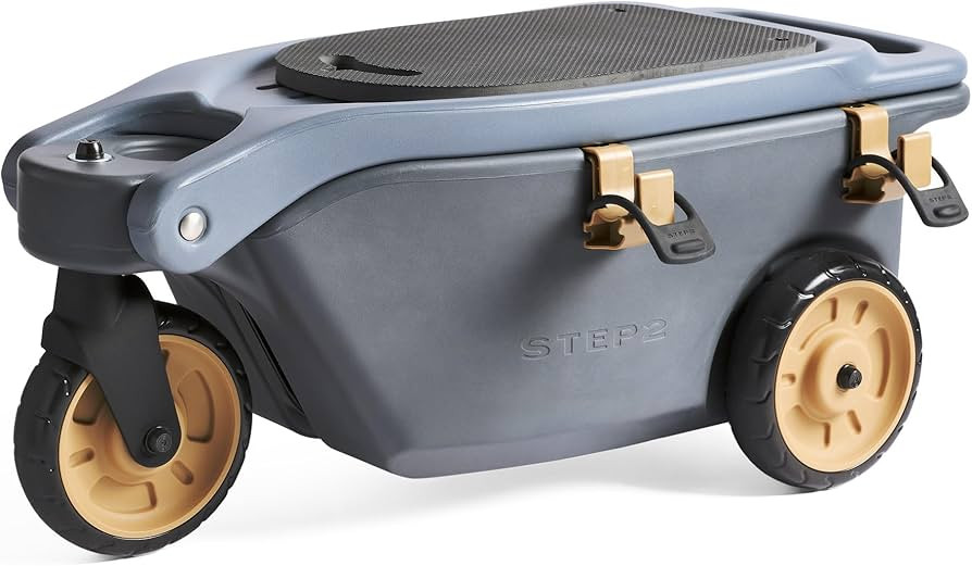 Step2 EverTough Garden Hopper Rolling Gardening Cart with Seat, Heavy-Duty Wheels, Tool Storage, ... | Amazon (US)
