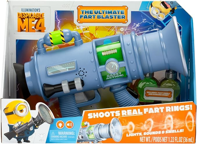 Minions Despicable Me 4 - The Ultimate Fart Blaster | Blasts Out Real Fart Rings of Fog | Plays 1... | Amazon (US)