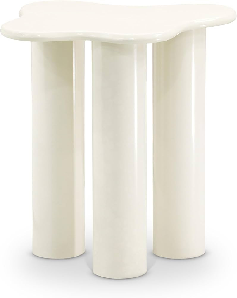 Meridian Furniture Romaine Collection Art Deco End Table with Finished Iron, Pedestal Bases, Wavy... | Amazon (US)