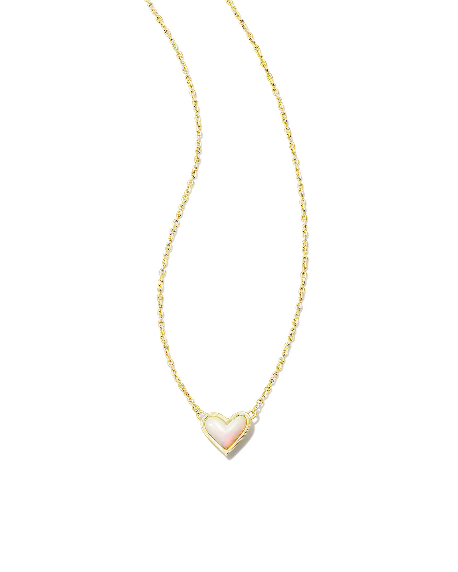 Framed Ari Heart Gold Short Pendant Necklace in White Opalescent Resin | Kendra Scott