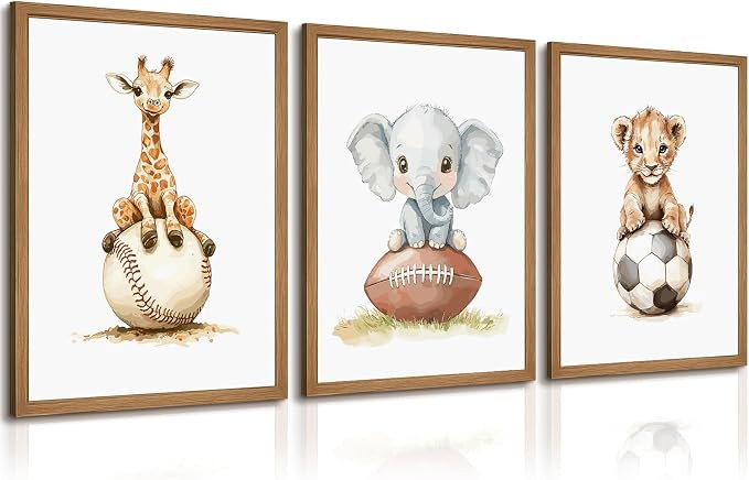 Sports Nursery Wall Art Baby Boys Room Canvas Pictures Safari Animal Wall Decor Jungle Nursery Pr... | Amazon (US)