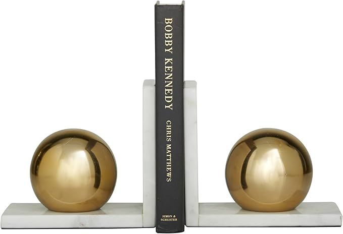 CosmoLiving by Cosmopolitan Marble Orb Bookends, Set of 2 6"W, 7"H, Gold | Amazon (US)