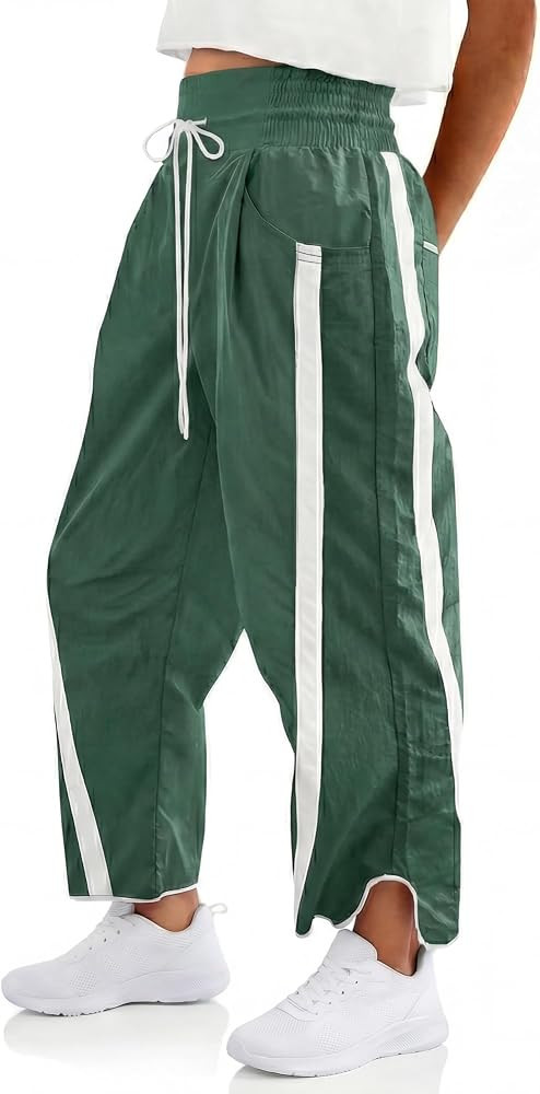 Women's Baggy Track Pants, Y2K Wide Leg Pant with Pockets, High Waisted Casual Drawstring Pants f... | Amazon (US)