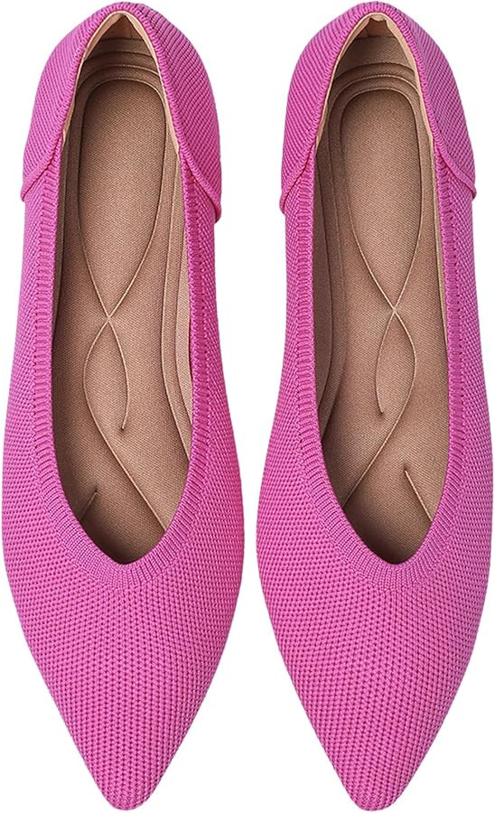 feabtonbd Women's Flats Shoes Pointed Toe Knit Ballet Comfortable Dressy Slip On Leopard Flat | Amazon (US)