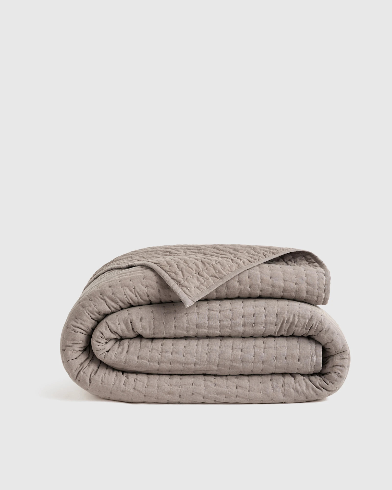 European Linen Cotton Stitch Quilt in Ivory | Quince