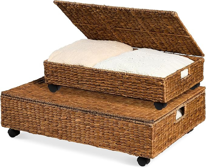 Best Choice Products Under Bed Storage Containers W/Lid, Wheels and Handles, 2-Pack Large Handwov... | Amazon (US)