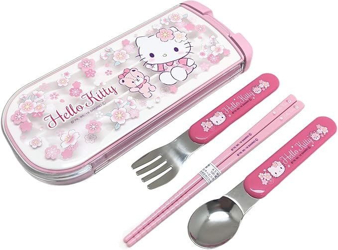 OSK CT-20 Hello Kitty Cutlery Set, Sakura, Pull, Trio, Chopsticks, Spoon, Fork, Made in Japan, Sl... | Amazon (US)