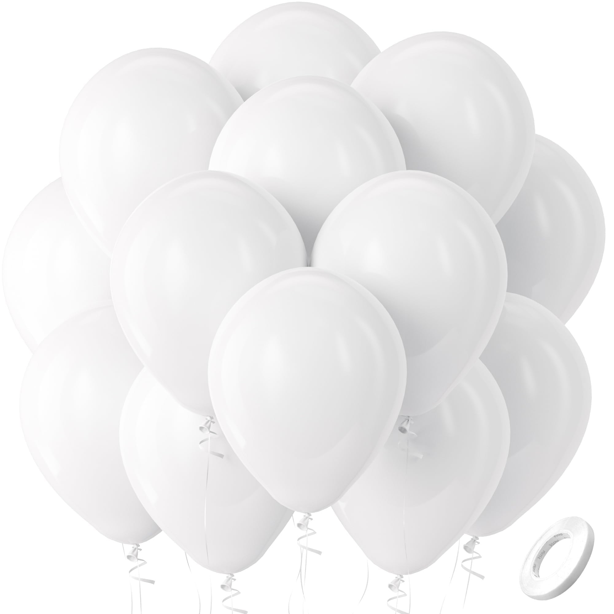 Bezente White Balloons Latex Party Balloons, 100 Pack 12 inch Round Helium Balloons for White The... | Amazon (US)