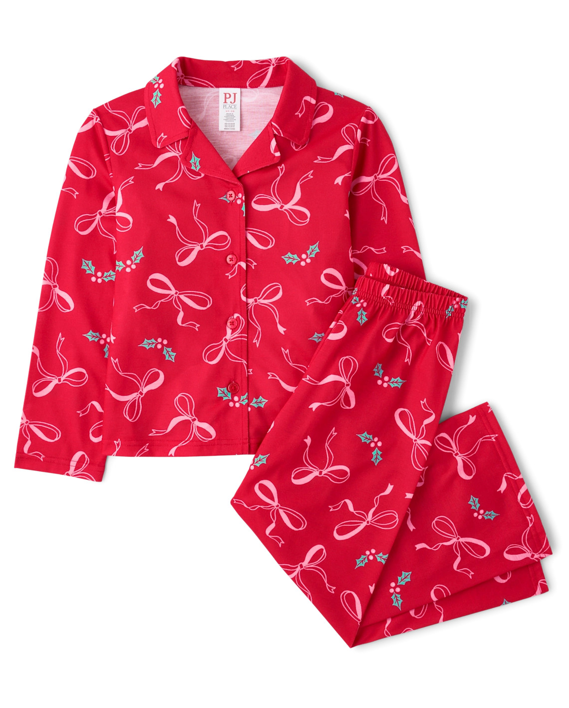 Girls Mommy And Me Christmas Bow Button Front Pajamas - red | The Children's Place