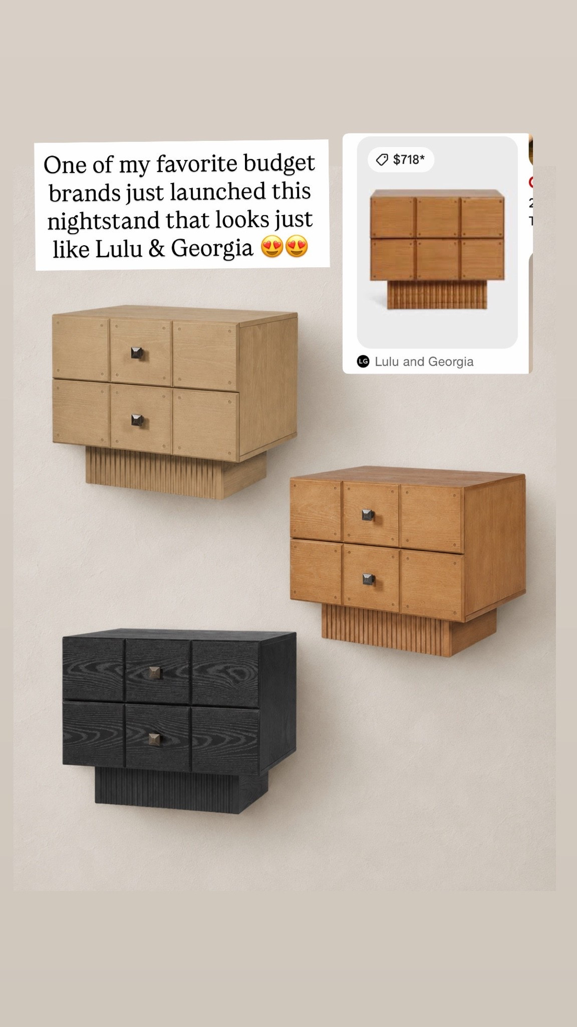 One of my favorite budget brands just launched this nightstand that looks just like Lulu & Georgia 😍😍