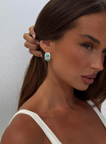 Endellion Hoop Earrings Silver / Turqouise | Princess Polly US