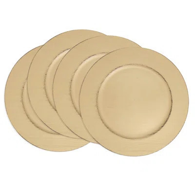 Gold Modern Brushed Charger Plates 13" Round, Set Of 4 | Wayfair North America
