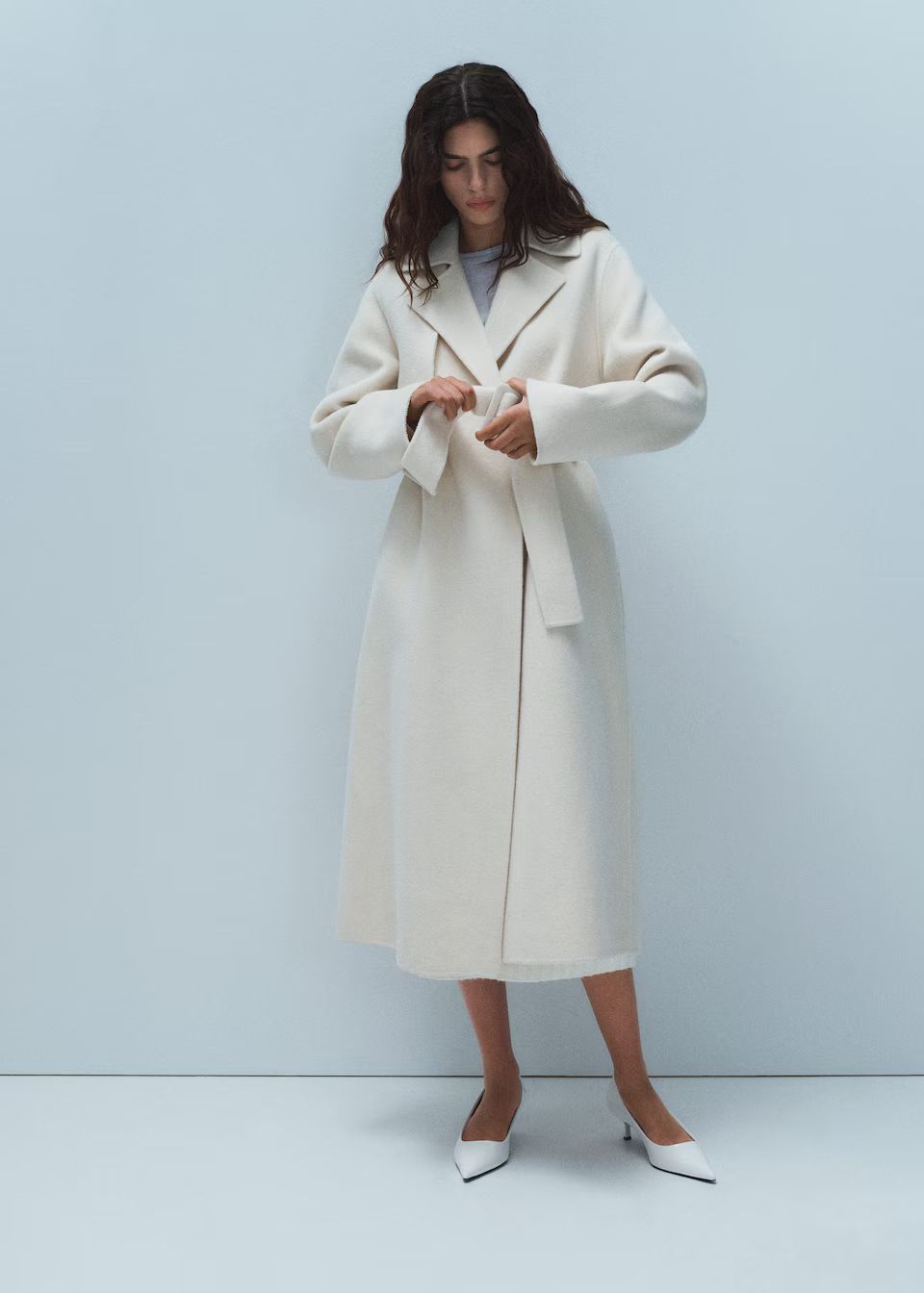 Wool coat with handmade belt -  Women | Mango USA | MANGO (US)