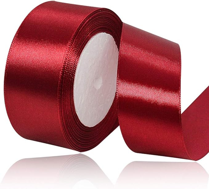 Solid Color Burgundy Satin Ribbon, 1-1/2 Inches x 25 Yards Wine Red Fabric Satin Ribbon for Gift ... | Amazon (CA)