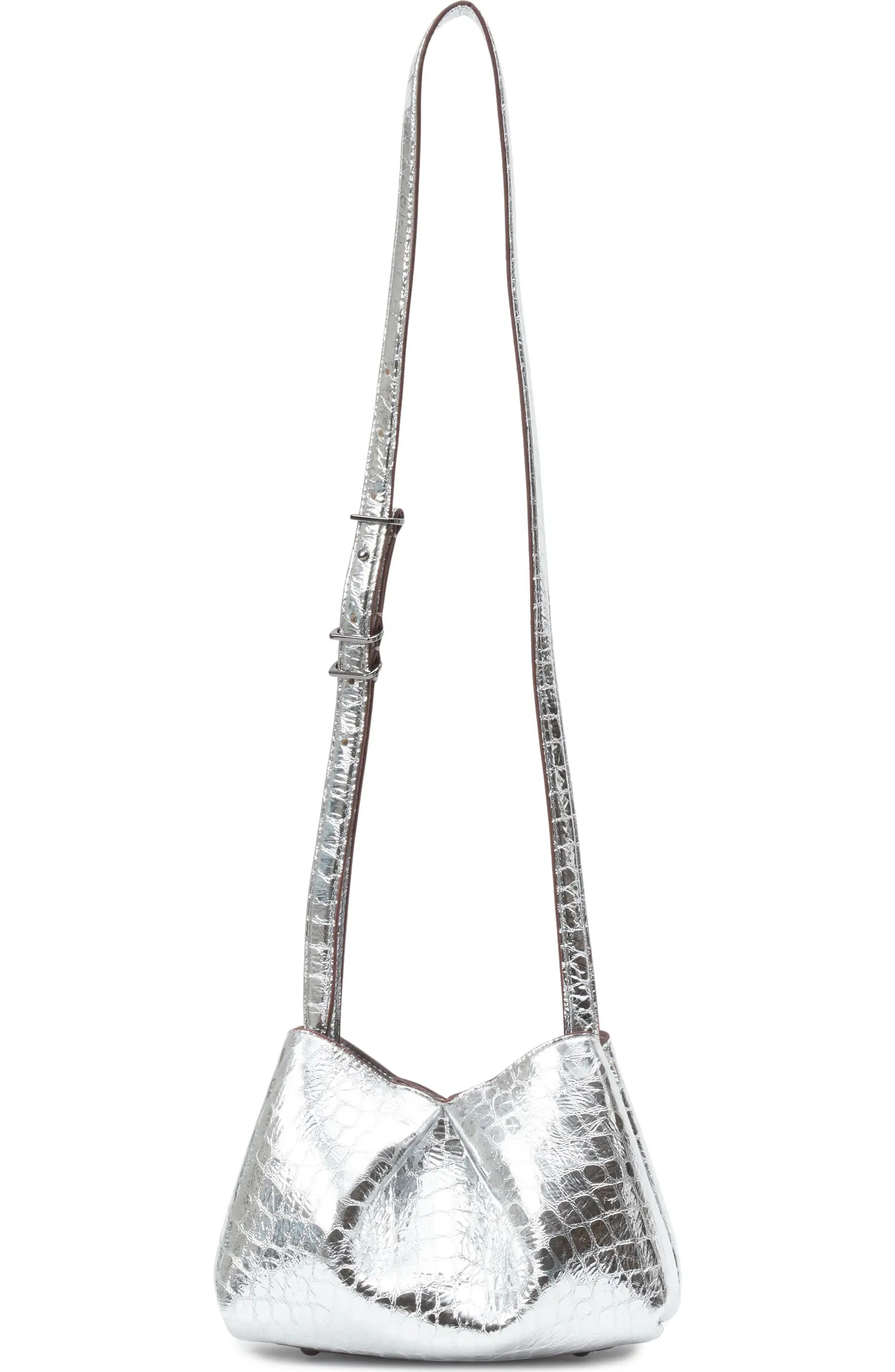 Small Bloom Croc Embossed Metallic Leather Crossbody Bag | Nordstrom