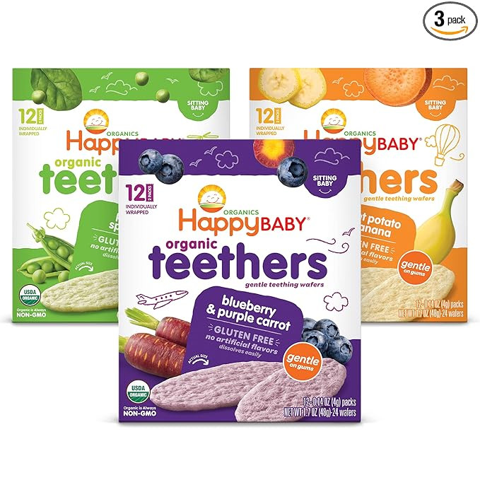 Happy Baby Organics Teether, 3 Flavor Variety Pack, 12 Count (Pack of 3) | Amazon (US)