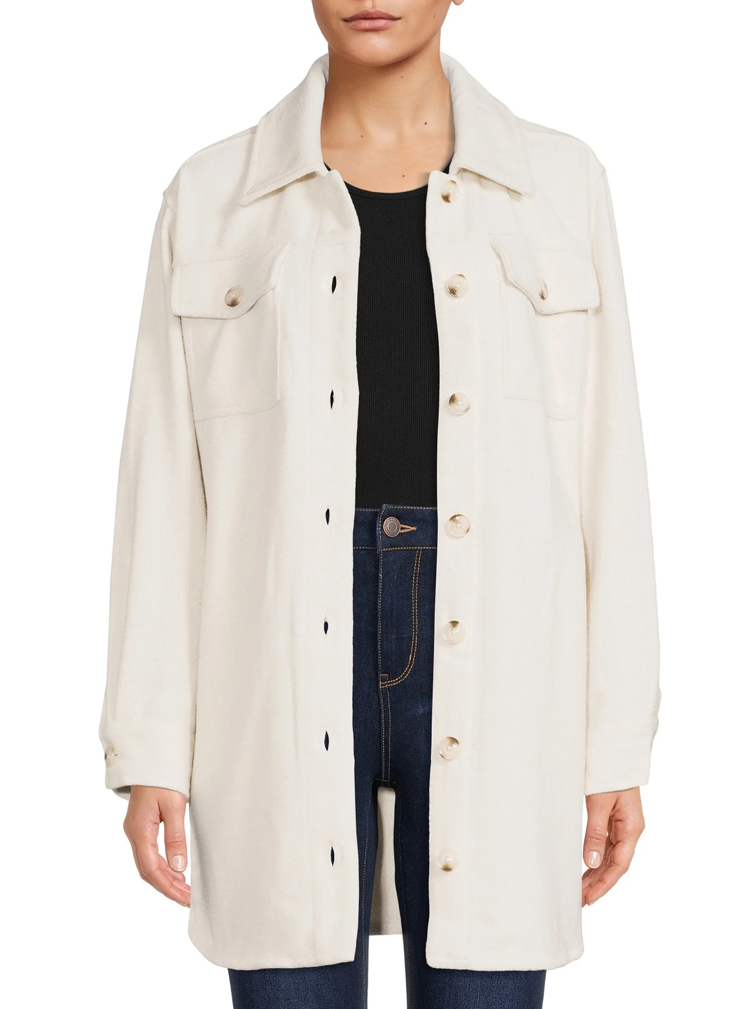 Time and Tru Women’s Belted Shacket Coat | Walmart (US)