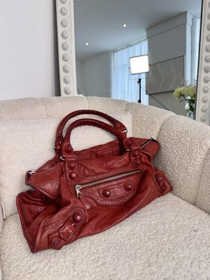 Balenciaga Vintage Large Red Leather City Bag | eBay UK