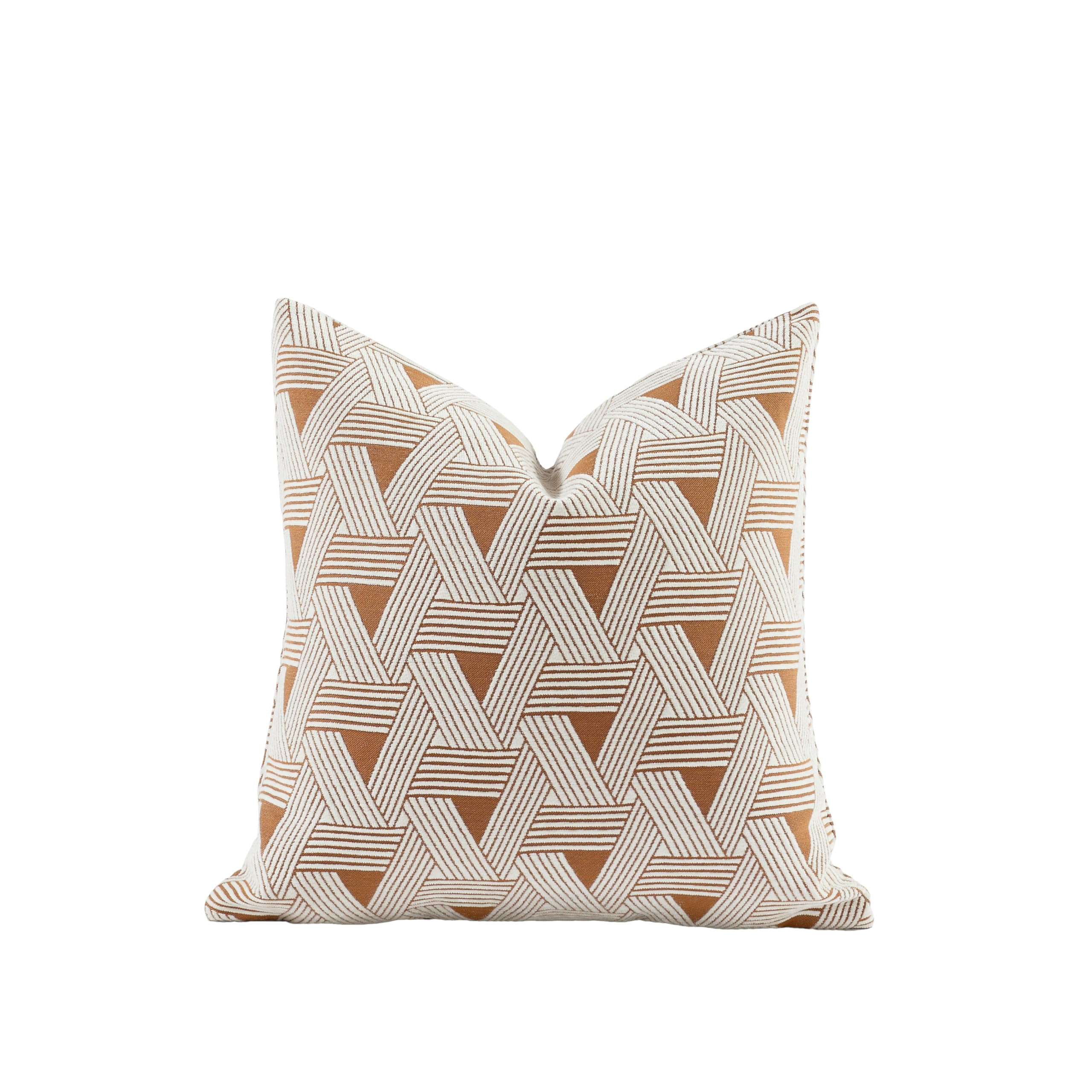 New 22x22'' inches Throw Pillow Cushion Covers - Triangle Pattern Orange Color Chenille Jacquard ... | Amazon (US)