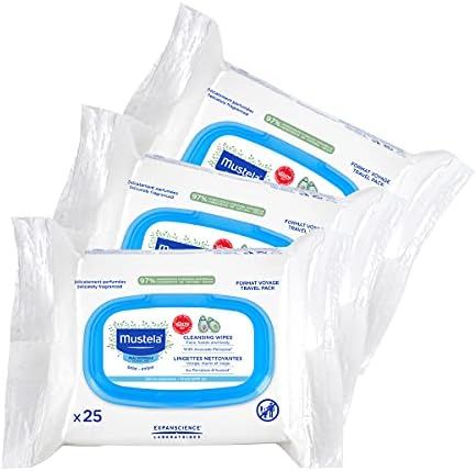Mustela Baby Cleansing Wipes 25 ct. - Ultra Soft, On-the-Go Travel Wipes - Lightly Scented - with... | Amazon (US)