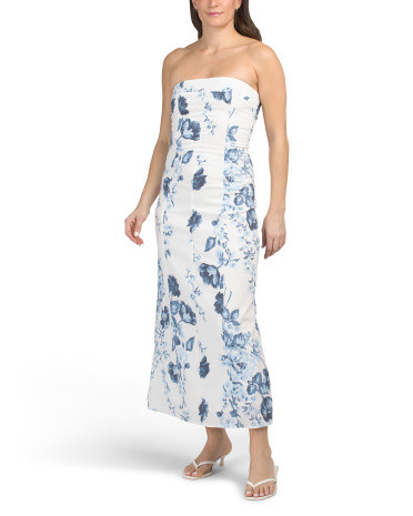 Linen Blend Strapless Maxi Dress for Women | Rayon/Cotton | Marshalls