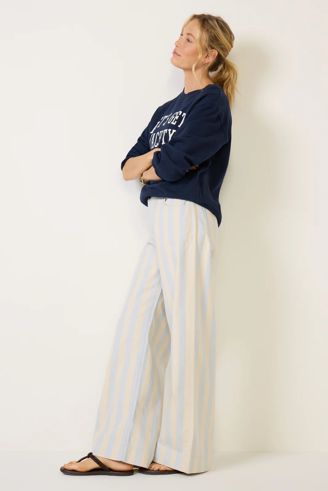 Maker Wide Leg Stripe Pant | Evereve