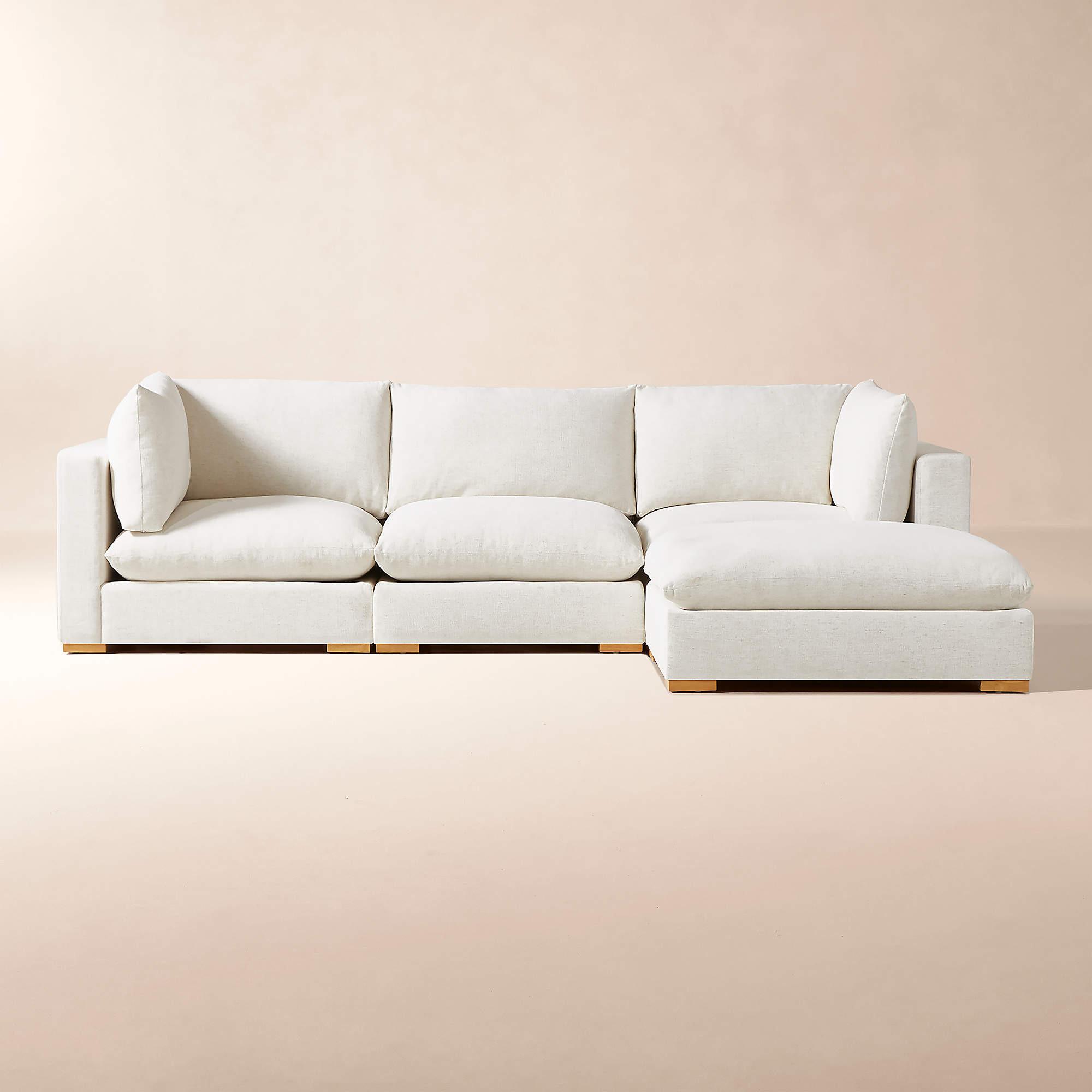 Deseo 4-Piece Modular White Performance Fabric Standard Depth Sectional Sofa + Reviews | CB2 | CB2