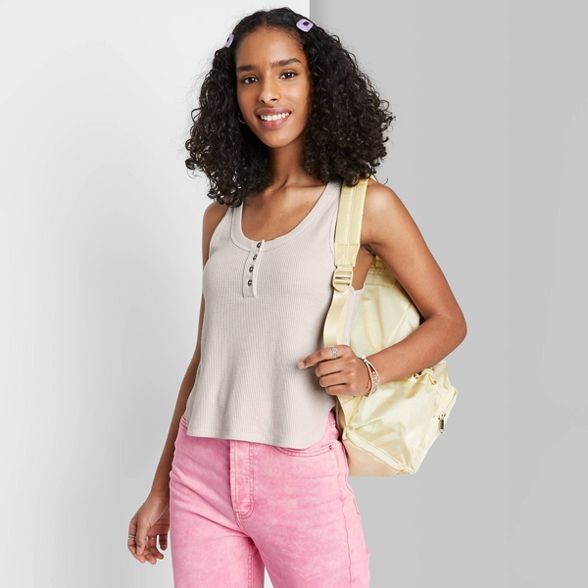 Women's Button Placket Waffle Tank Top - Wild Fable™ | Target