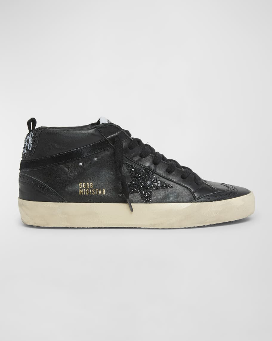 Golden Goose Mid Star Glittery Leather Sneakers | Neiman Marcus