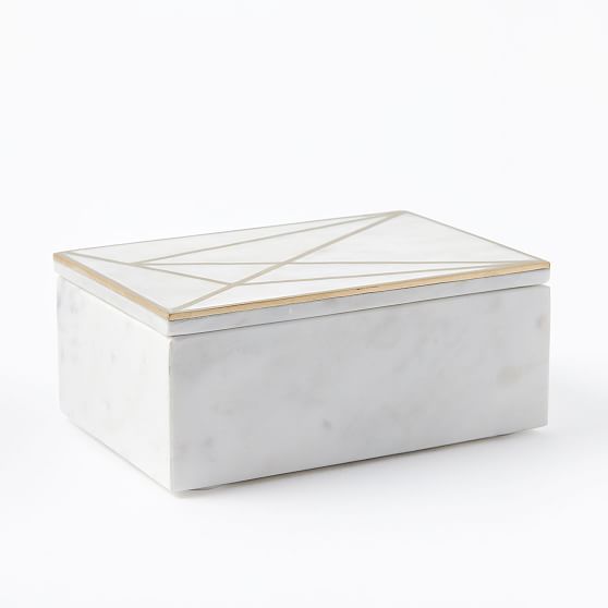 Brass Inlay Marble Box, Rectangle | West Elm (US)