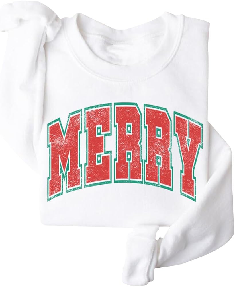 DIOMMELL Merry Vintage Sweatshirt Merry ChristmasChristmas Sweater Crewneck Sweatshirt | Amazon (US)