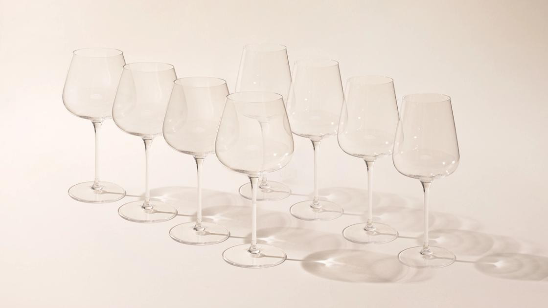 Red and White Crystal Wine Glasses Set | Made In Cookware