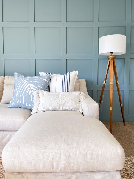 Loving these indoor/outdoor pillows we used in our den and pool house. They look perfect in our den with our linen sectional, oak wood tripod lamp, and jute rug! The perfect spring decor that transitions easily into summer!

. coastal style, blue couch pillows, summer pillows#ltkseasonal #ltkfind 

#LTKstyletip #LTKunder50 #LTKunder100 #LTKhome #LTKsalealert #LTKSeasonal #LTKhome #LTKsalealert