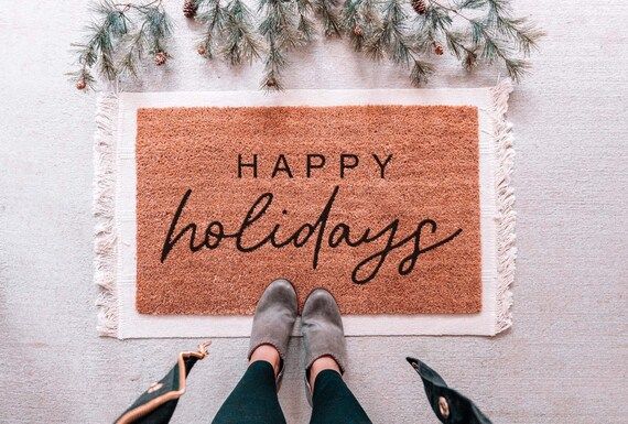 Happy Holidays Doormat, Holiday Doormat, Merry Christmas Doormat, Christmas Welcome Mat, Christma... | Etsy (US)