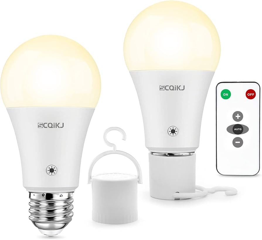 Rechargeable Light Bulbs LED Battery Backup Light Bulb with Remote Control Battery Operated Emerg... | Amazon (US)