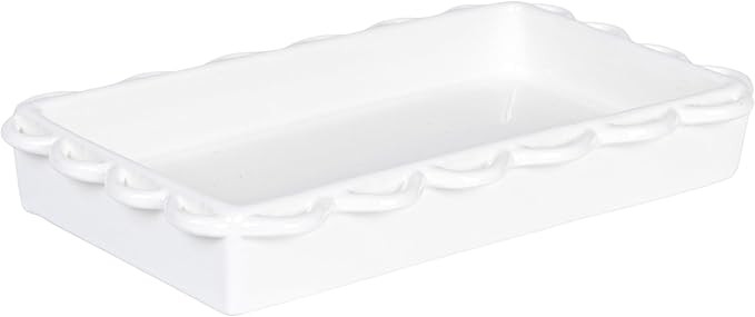 Creative Co-Op Decorative Stoneware Scalloped Napkin Holder, White | Amazon (US)