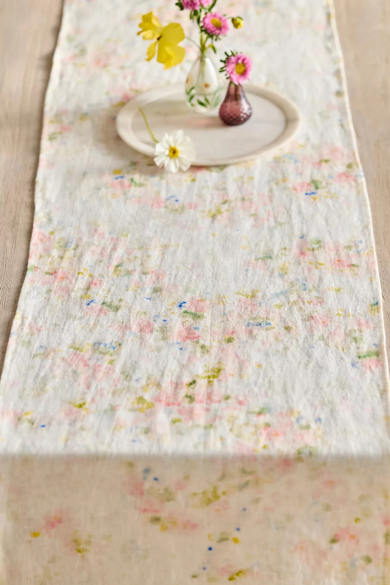Watercolor Blooms Linen Runner | Anthropologie (US)