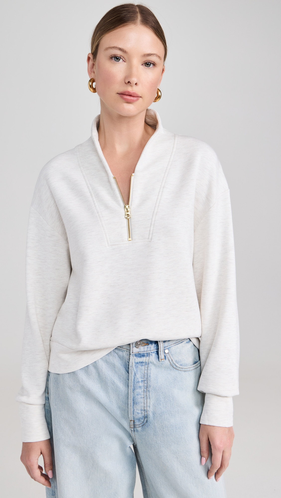Varley Davidson Sweatshirt Ivory Marl M | Shopbop