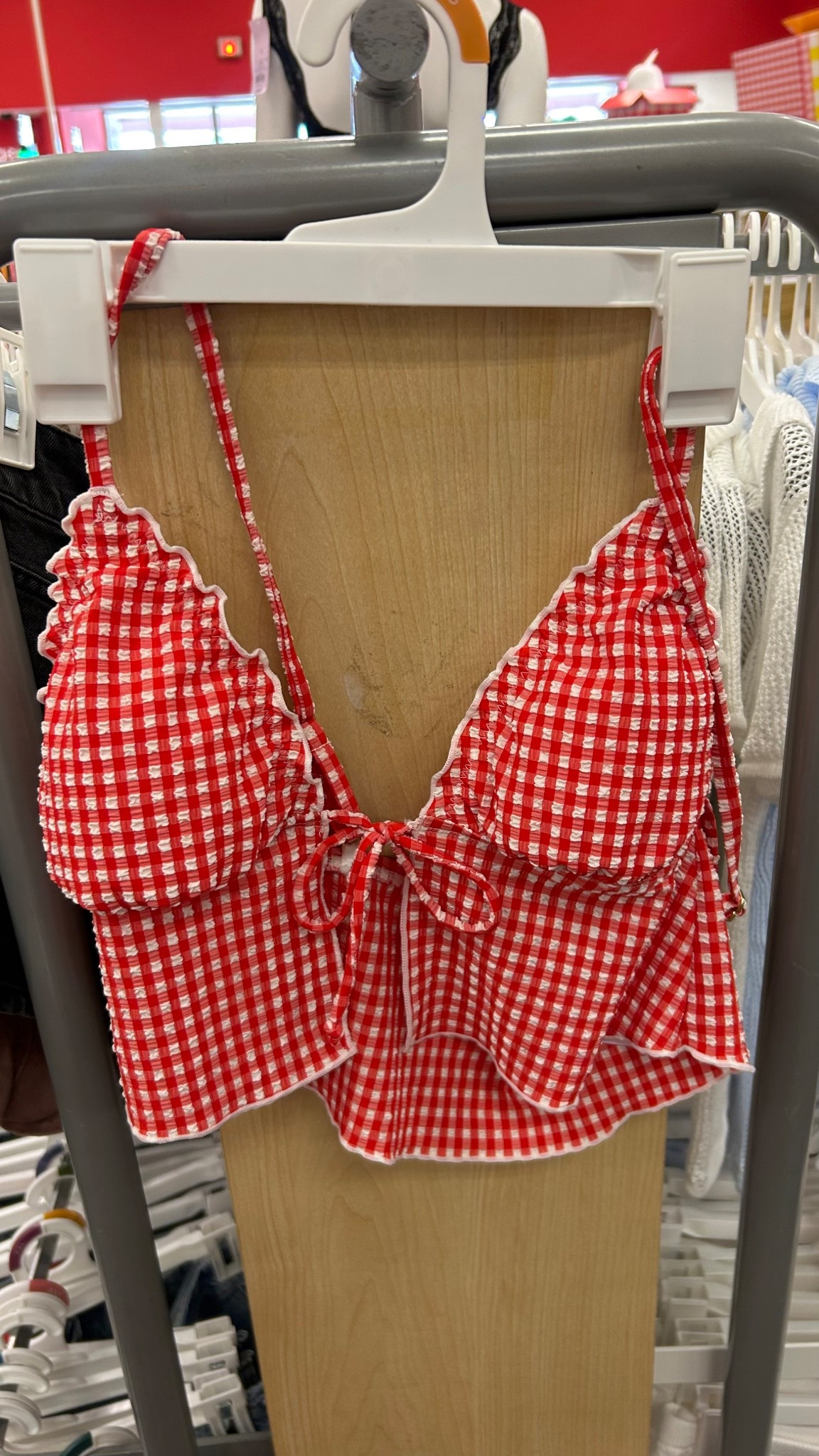 Gingham tankini top